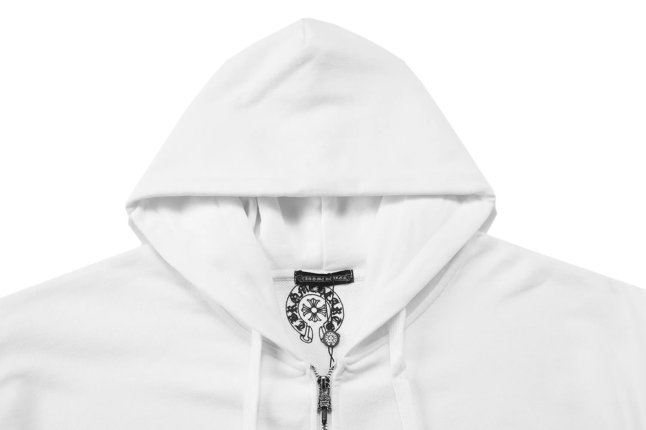 P310 Chrome Hearts Chrome Hearts Cardigan Horseshoe Printed Hooded Sweatshirt Size: SMLXL Color: White Black